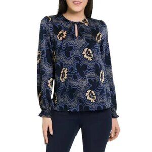 Ted Baker Bernot Dotti Floral Print Blouse Navy Sz S